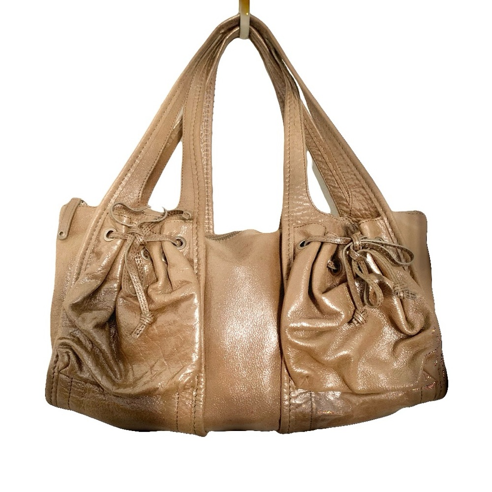 Sondra Roberts vintage tan with shimmer hobo shoulder bag